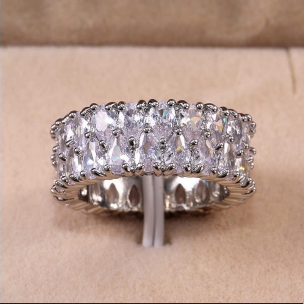 DIAMOND ETERNITY 925 STERLING SILVER ETERNITY RING, CUTE RING, SHINY RING. - Picture 8 of 8